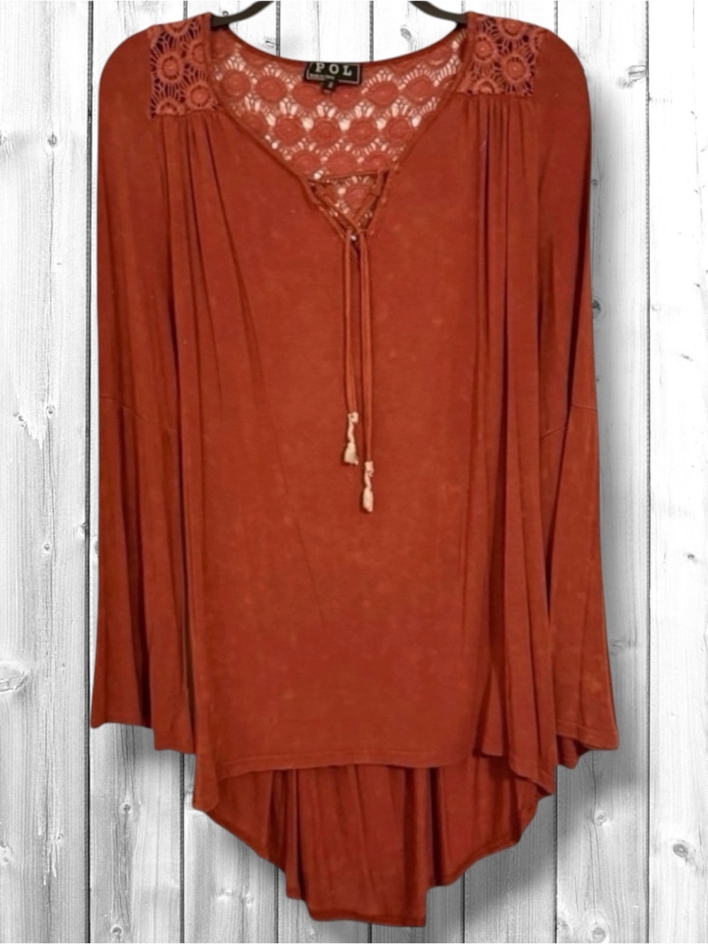 🌷POL EMBROIDERY OPEN BACK BELL SLEEVED BLOUSE
